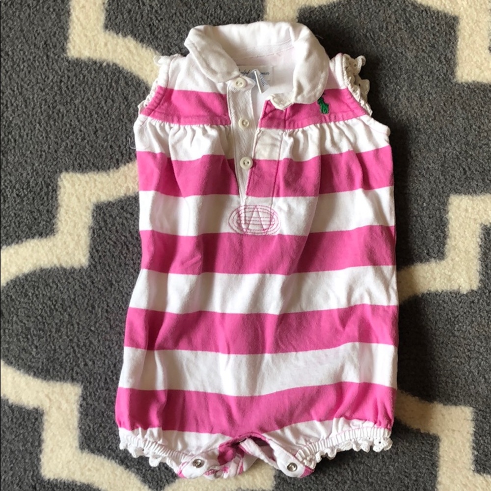 Pink & white striped romper
